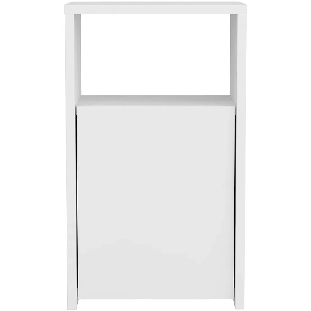 Carlin Single Door Bedside Table with Shelf - White
