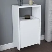 Carlin Single Door Bedside Table with Shelf - White