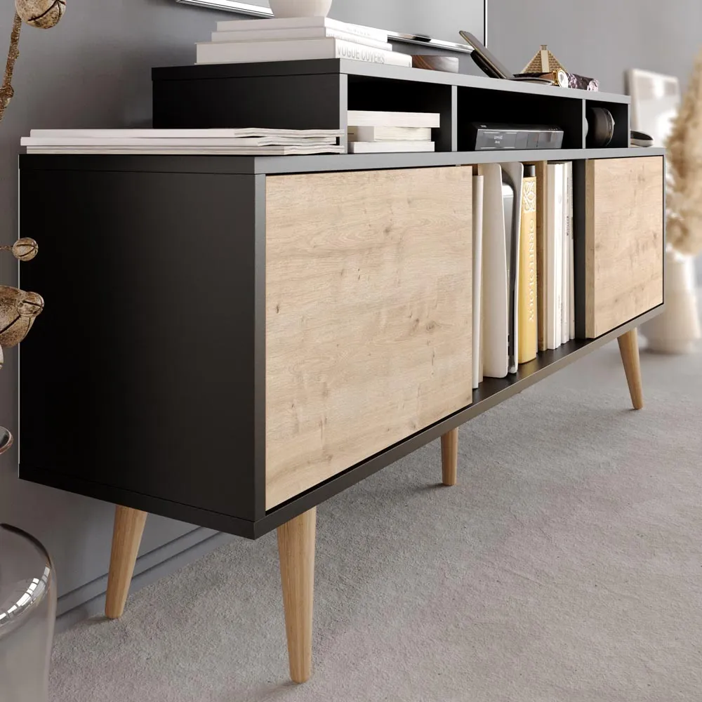 Char TV Unit with Storage - Black, Oak