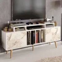 Char TV Unit with Storage - White, Marble