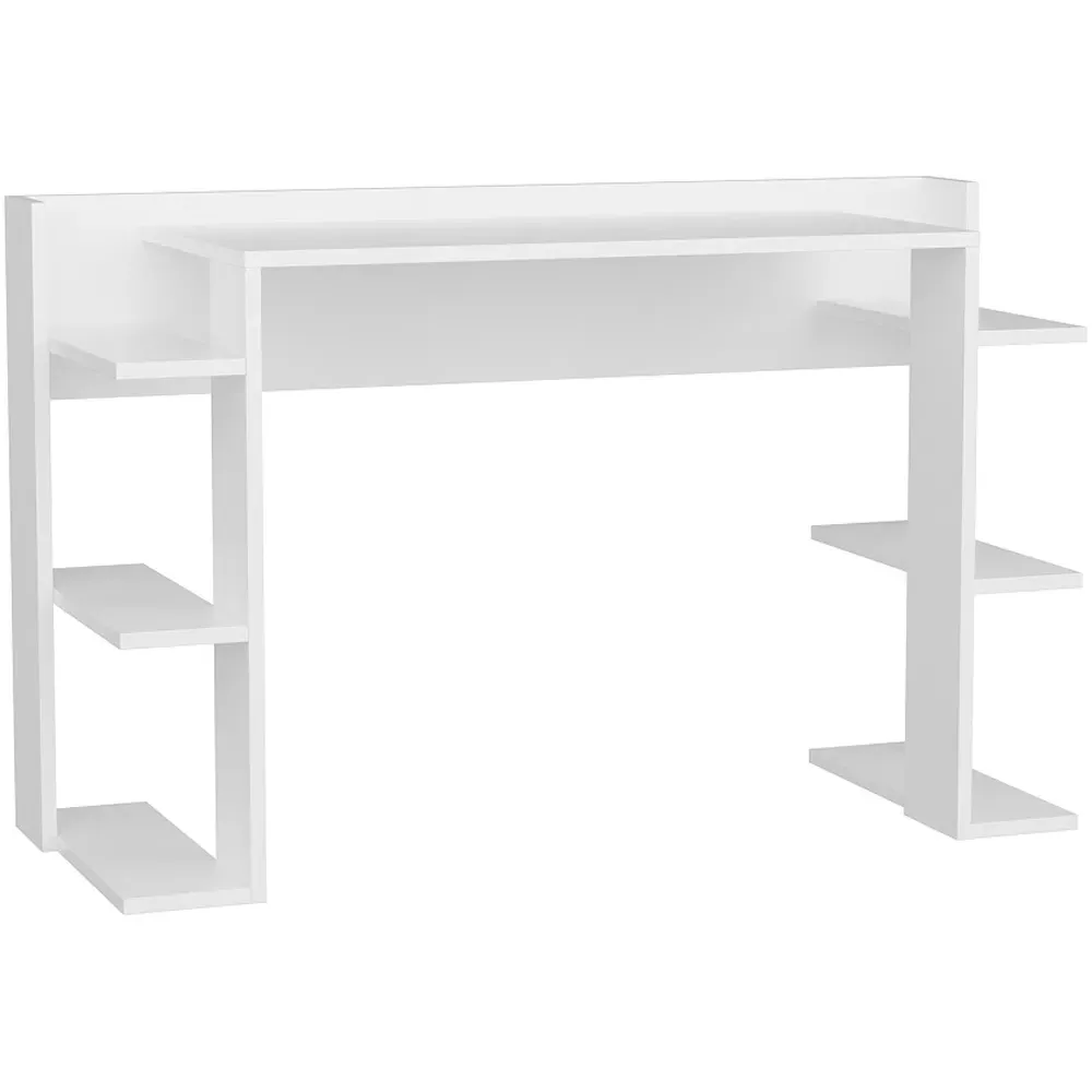 Cinar 6 Shelf Computer Writing Desk - White
