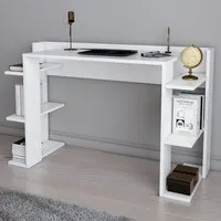 Cinar 6 Shelf Computer Writing Desk - White