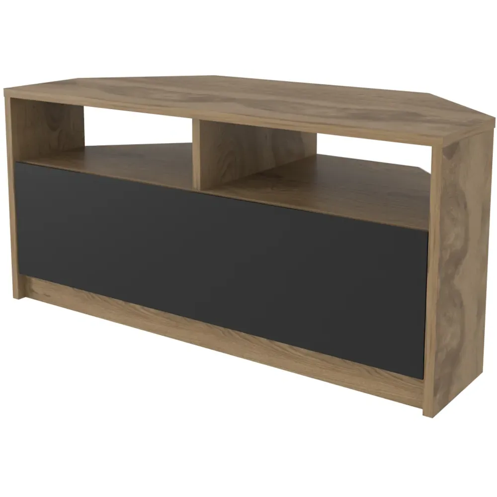Comero Corner TV Unit with Storage - Oud, Black