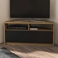 Comero Corner TV Unit with Storage - Oud, Black