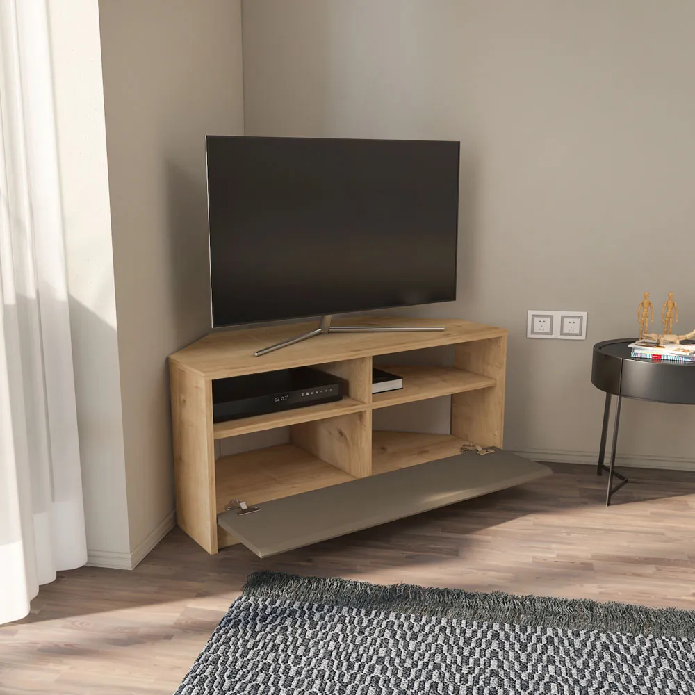 Comero Corner TV Unit with Storage - Sapphire, Oak