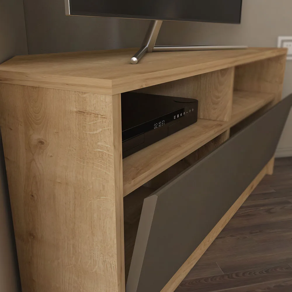 Comero Corner TV Unit with Storage - Sapphire, Oak