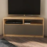 Comero Corner TV Unit with Storage - Sapphire, Oak