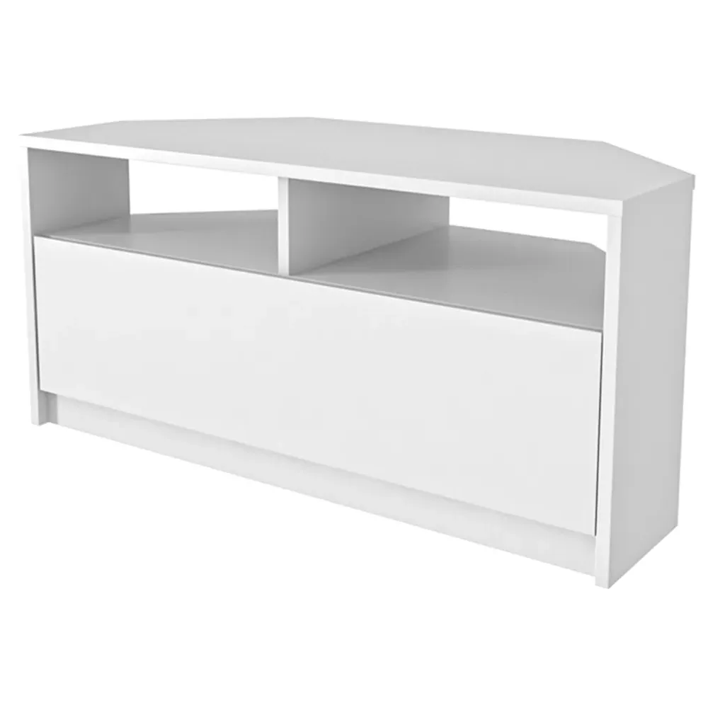 Comero Corner TV Unit with Storage - White