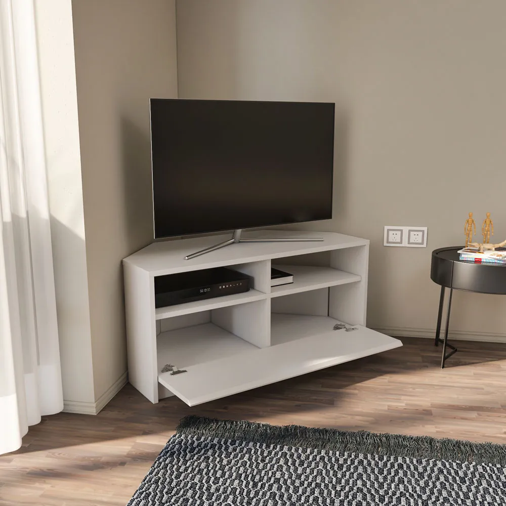 Comero Corner TV Unit with Storage - White