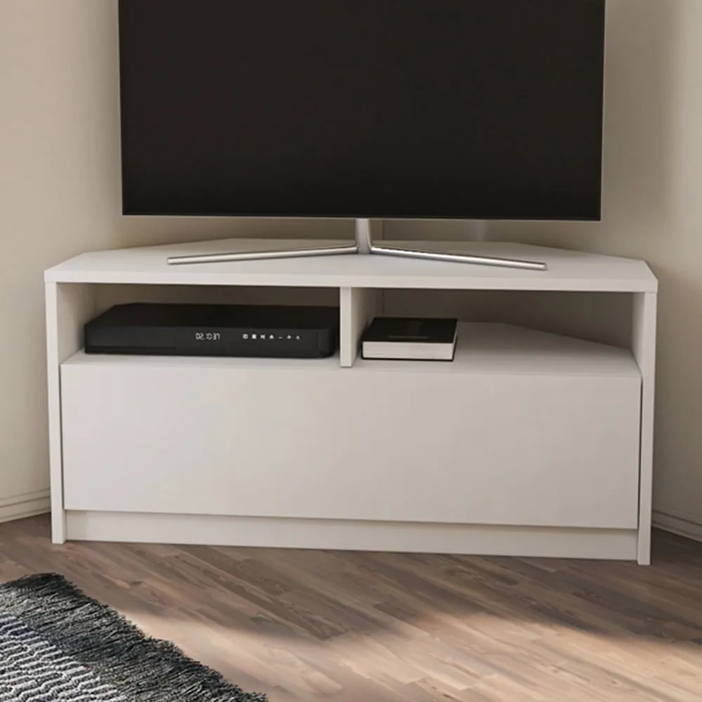 Comero Corner TV Unit with Storage - White