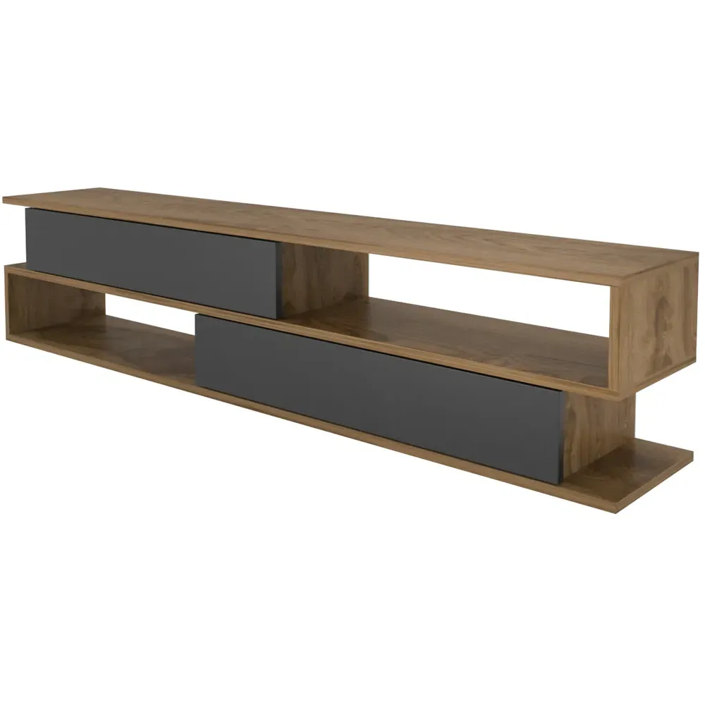 Cortez 2 Door TV Unit with Storage - Black, Melamine