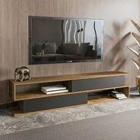 Cortez 2 Door TV Unit with Storage - Black, Melamine