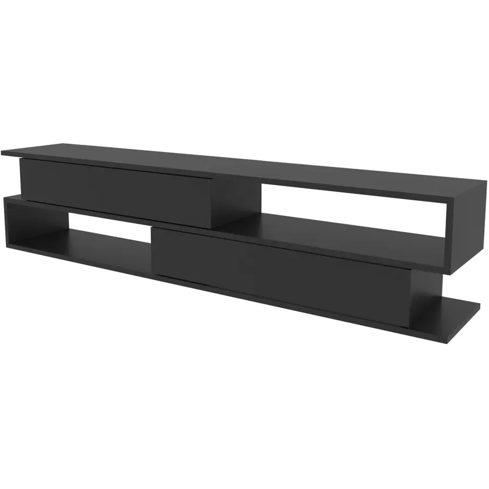 Cortez 2 Shelf TV Unit with Storage - Anthracite, Melamine