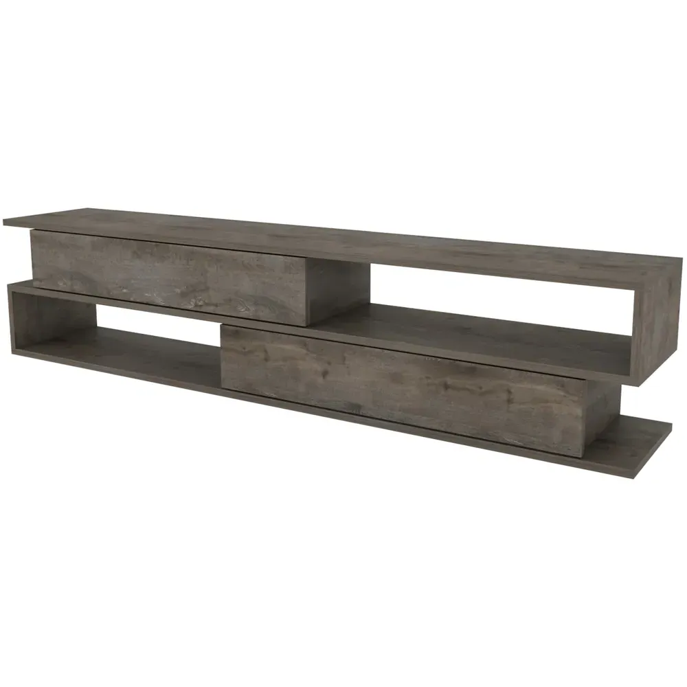 Cortez 2 Shelf TV Unit with Storage - Wenge, Melamine