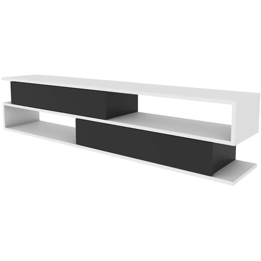 Cortez 2 Shelf TV Unit with Storage - White, Melamine