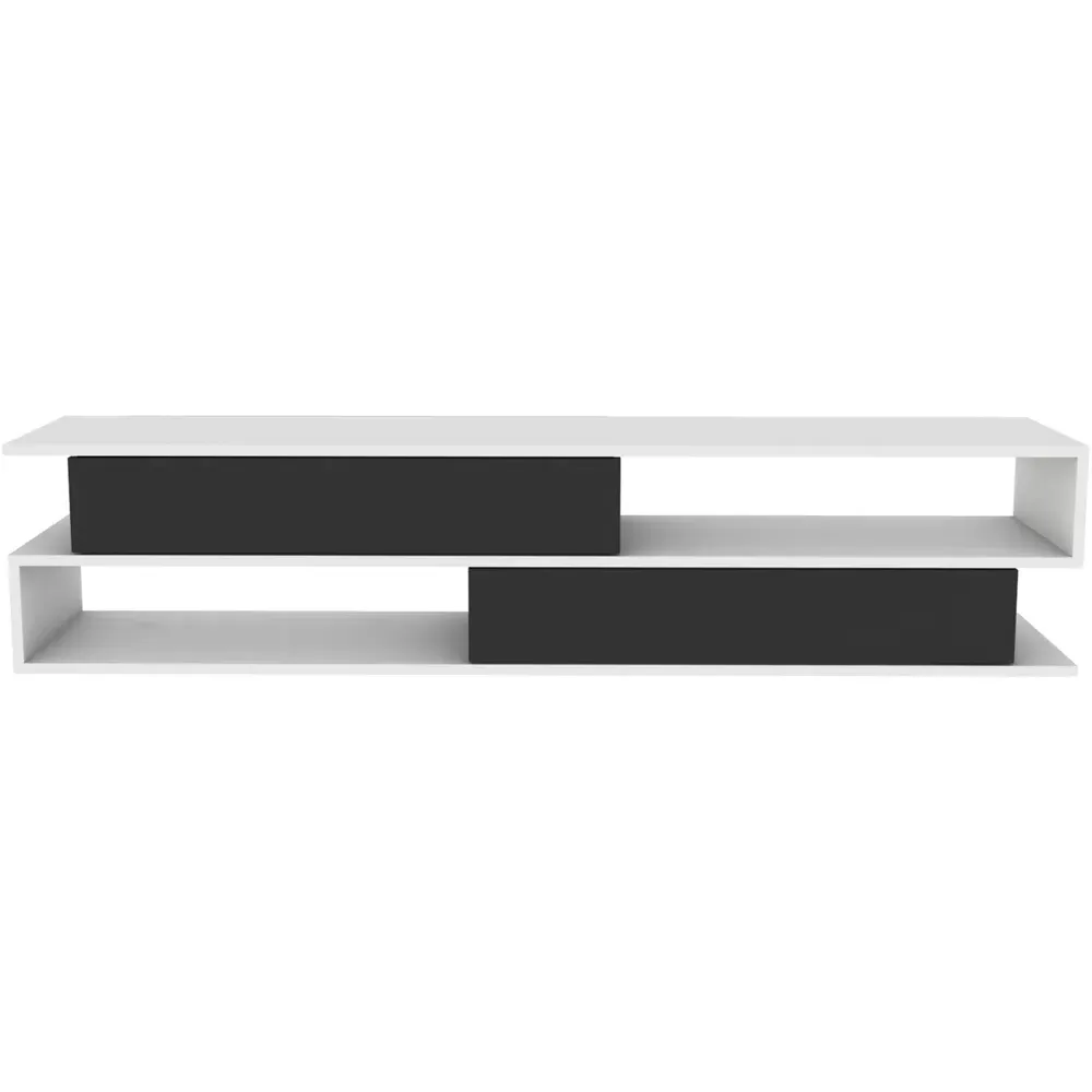 Cortez 2 Shelf TV Unit with Storage - White, Melamine