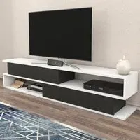 Cortez 2 Shelf TV Unit with Storage - White, Melamine