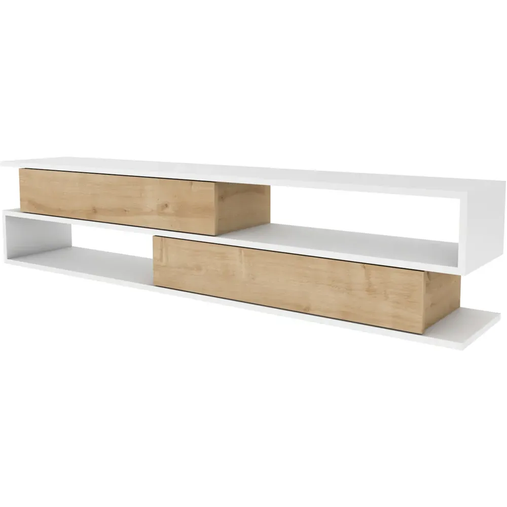 Cortez 2 Shelf TV Unit with Storage - White, Melamine