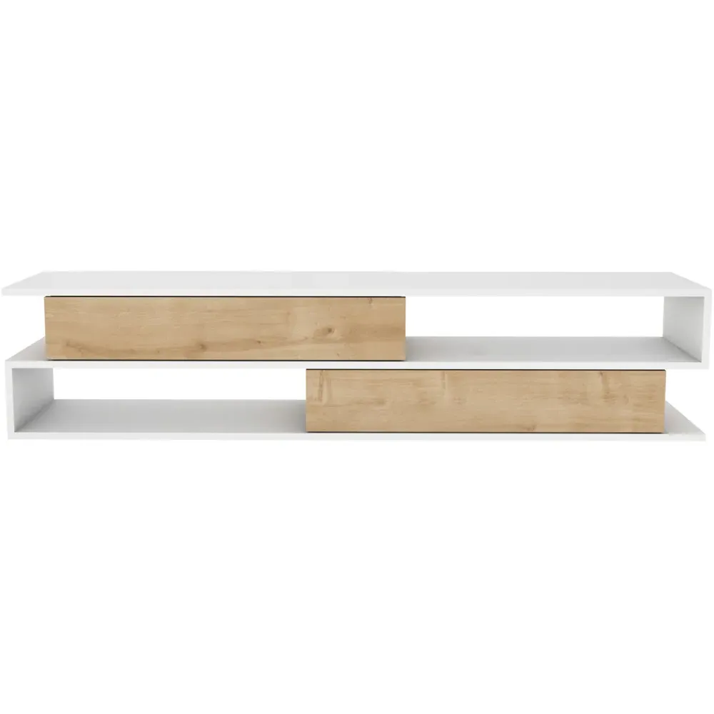 Cortez 2 Shelf TV Unit with Storage - White, Melamine