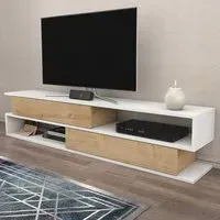 Cortez 2 Shelf TV Unit with Storage - White, Melamine