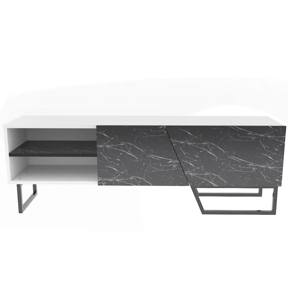 Denasse TV Unit with Storage - Black, Marble Effect