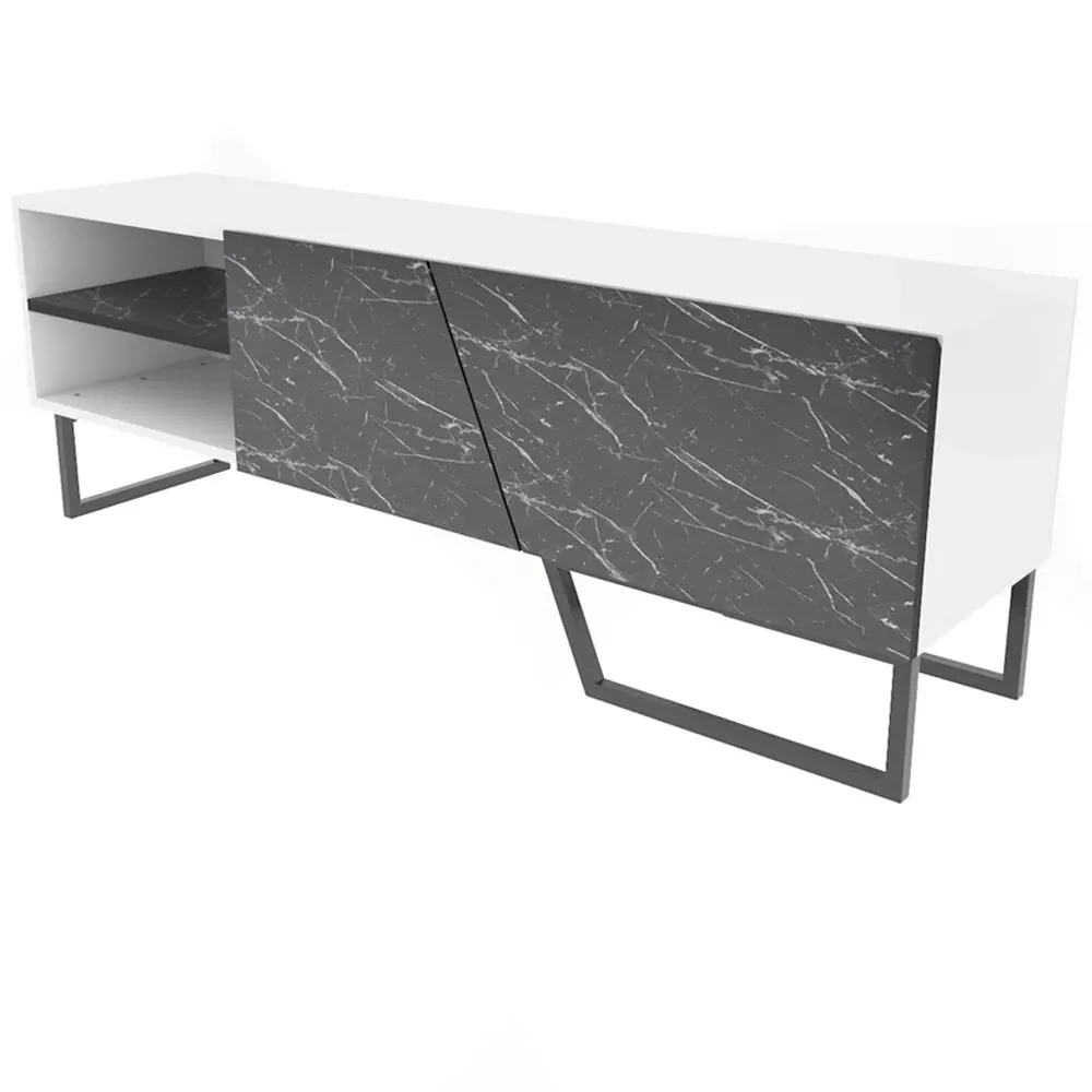 Denasse TV Unit with Storage - Black, Marble Effect