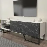 Denasse TV Unit with Storage - Black, Marble Effect