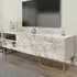 Denasse TV Unit with Storage - White, Marble Effect