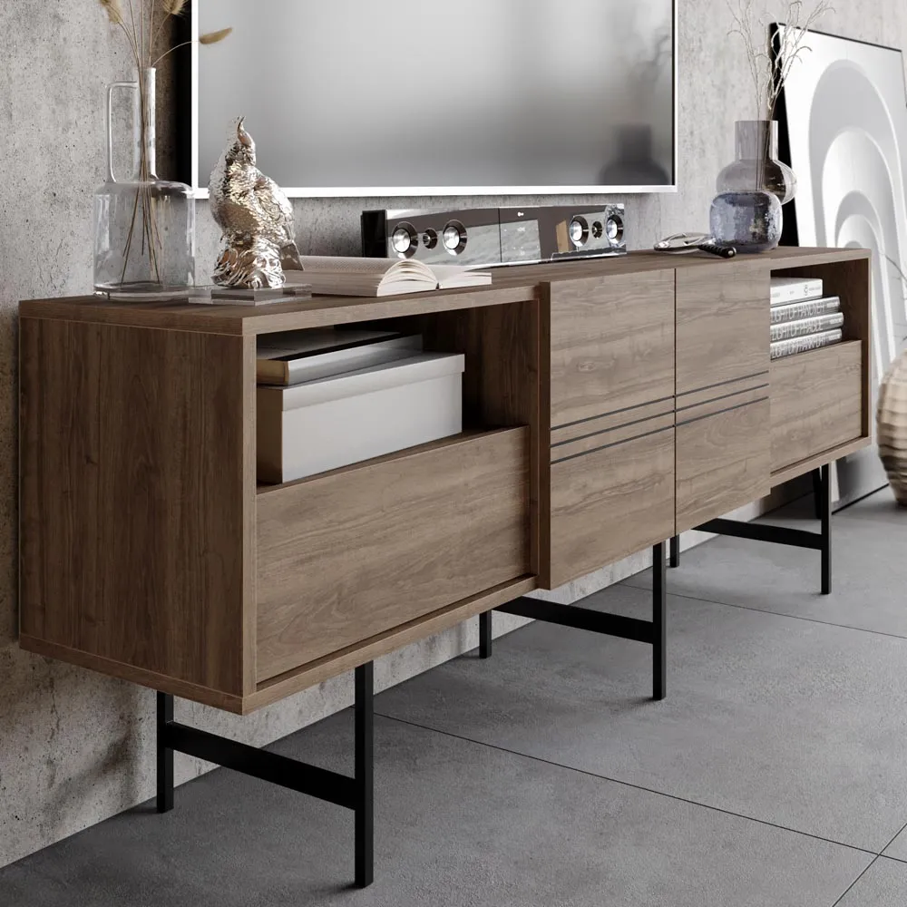 Derin TV Unit - Walnut, Black
