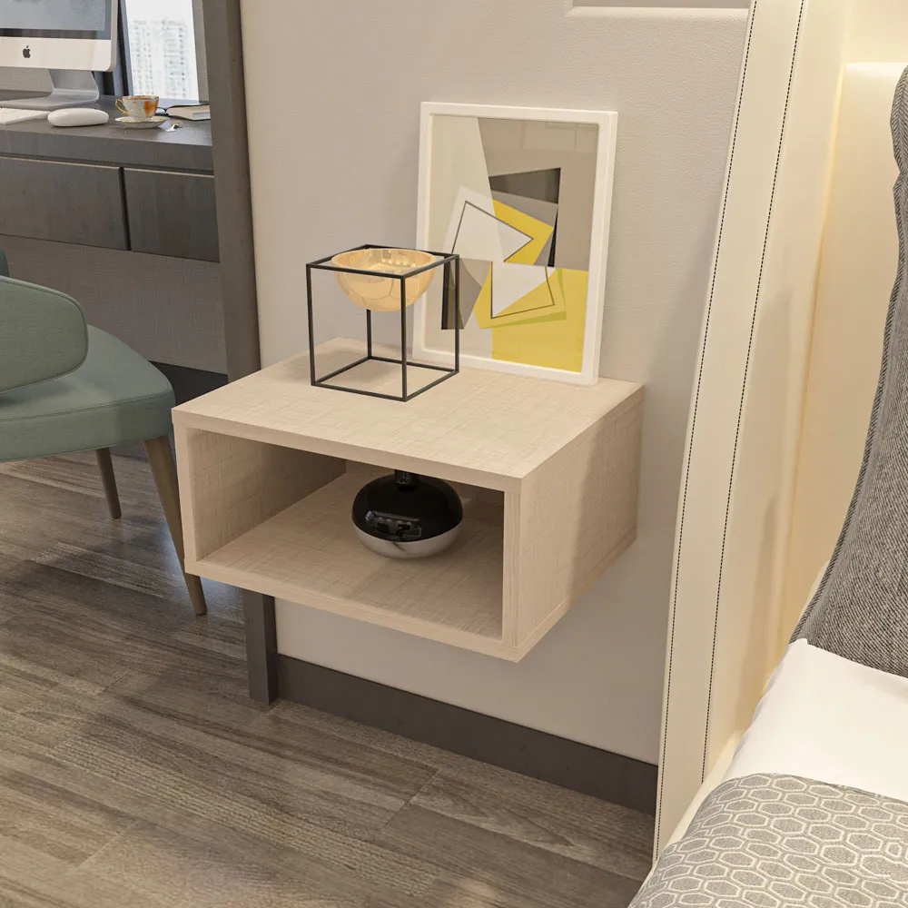 Dora Single Shelf Floating Bedside Table - Cream