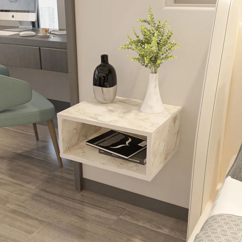 Dora Single Shelf Floating Bedside Table - Grey