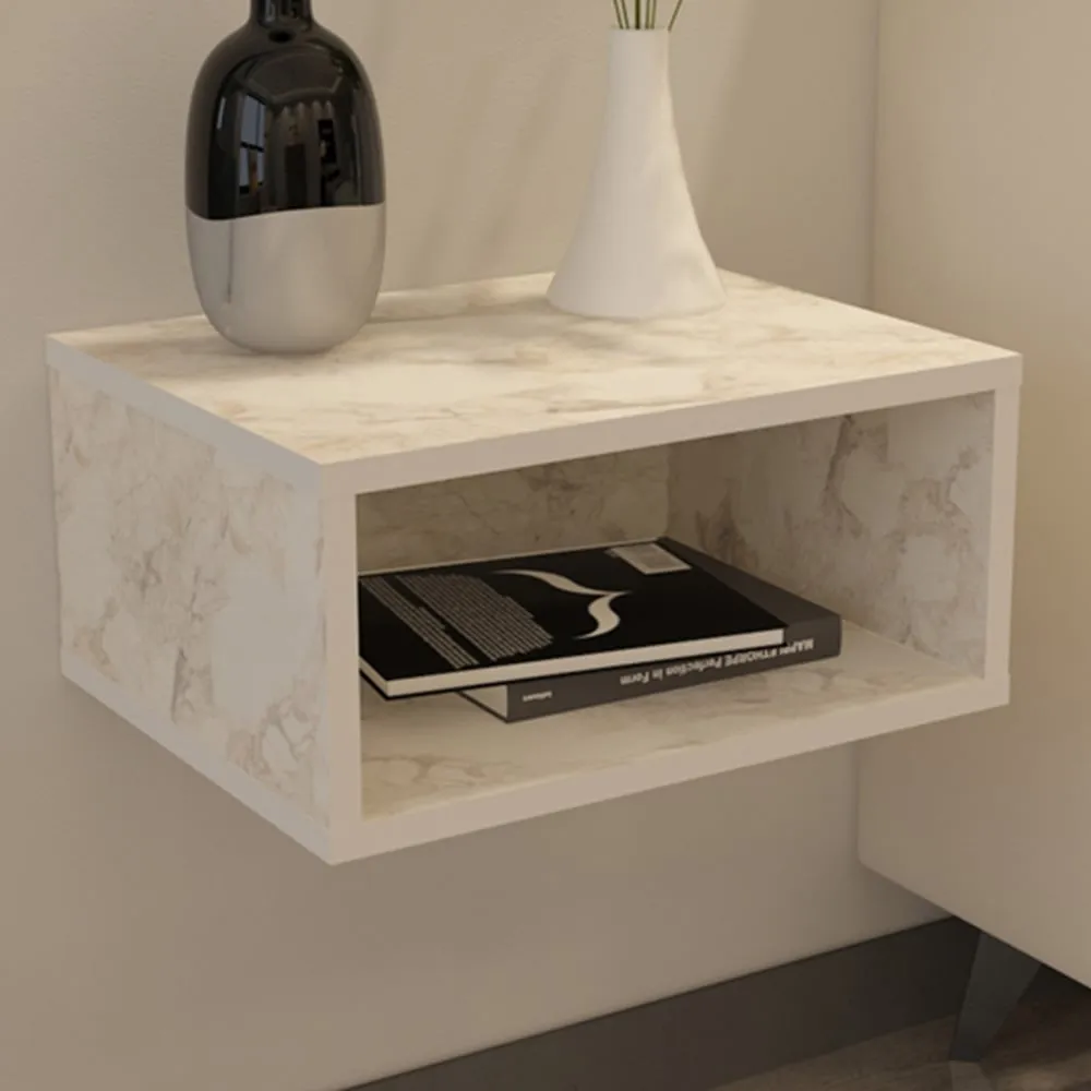 Dora Single Shelf Floating Bedside Table - Grey