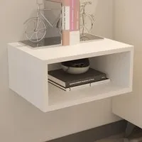 Dora Single Shelf Floating Bedside Table - White