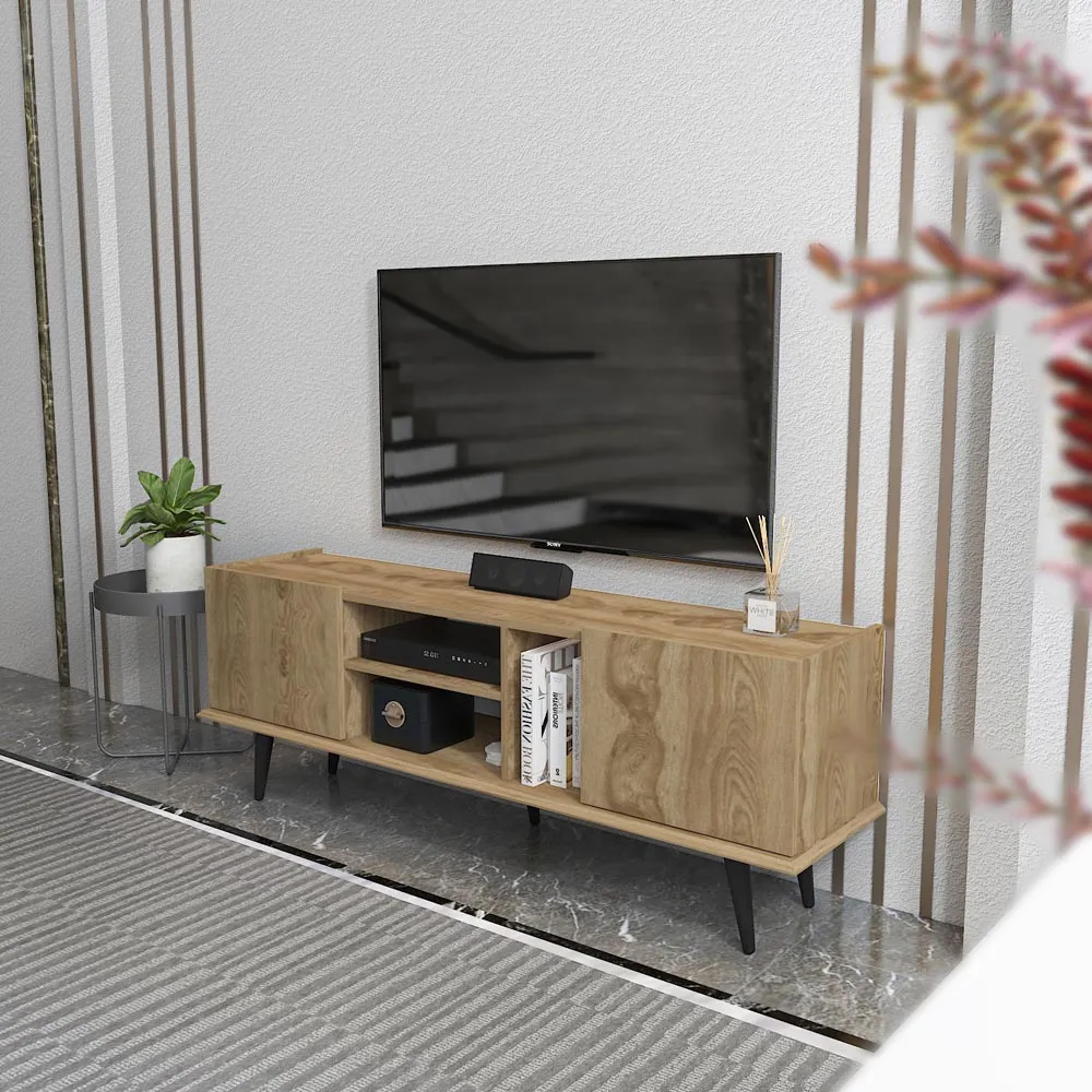 Ecuador 2 Door TV Unit with Storage - Brown