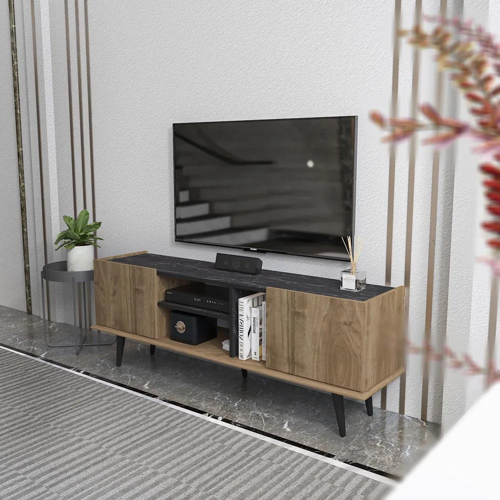 Ecuador 2 Door TV Unit with Storage - Walnut