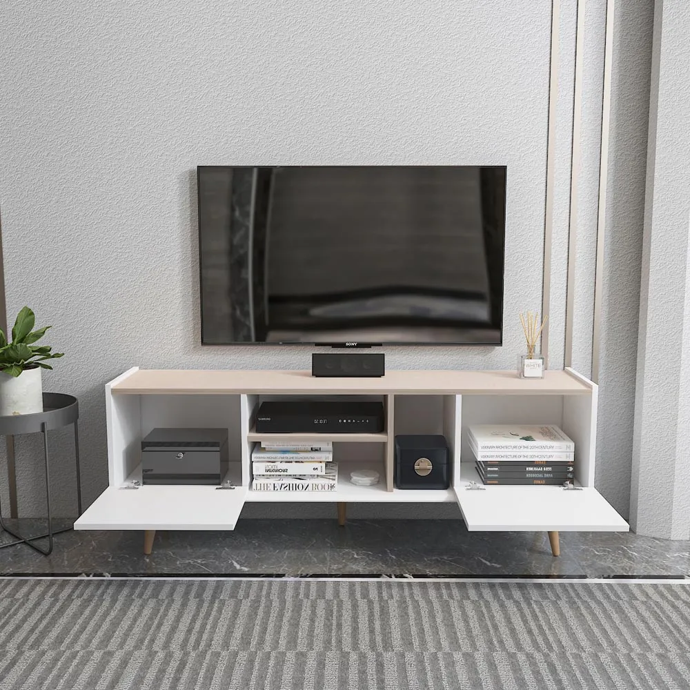 Ecuador 2 Door TV Unit with Storage - White