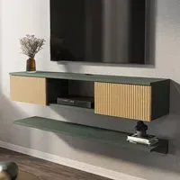 Elia 2 Door Floating TV Unit with Wall Shelf - Silva, Hazeran