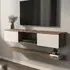 Elia 2 Door Floating TV Unit with Wall Shelf - Walnut, White