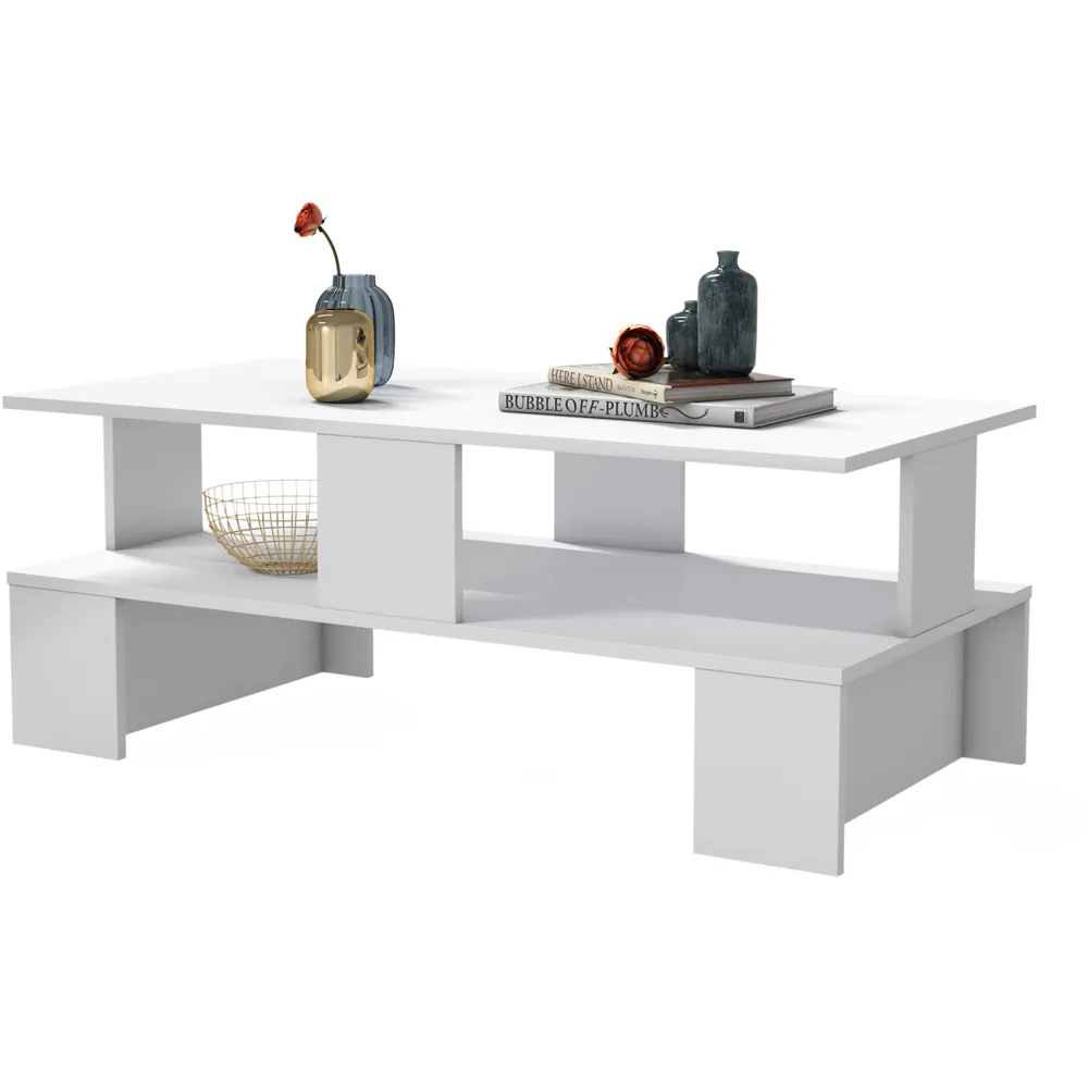 Evans Single Shelf Coffee Table - White