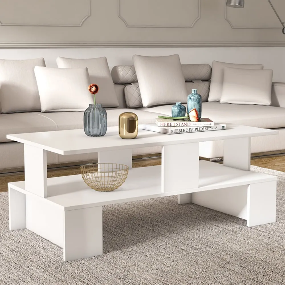 Evans Single Shelf Coffee Table - White