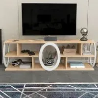 Fale 7 Shelf TV Unit - Oak and White