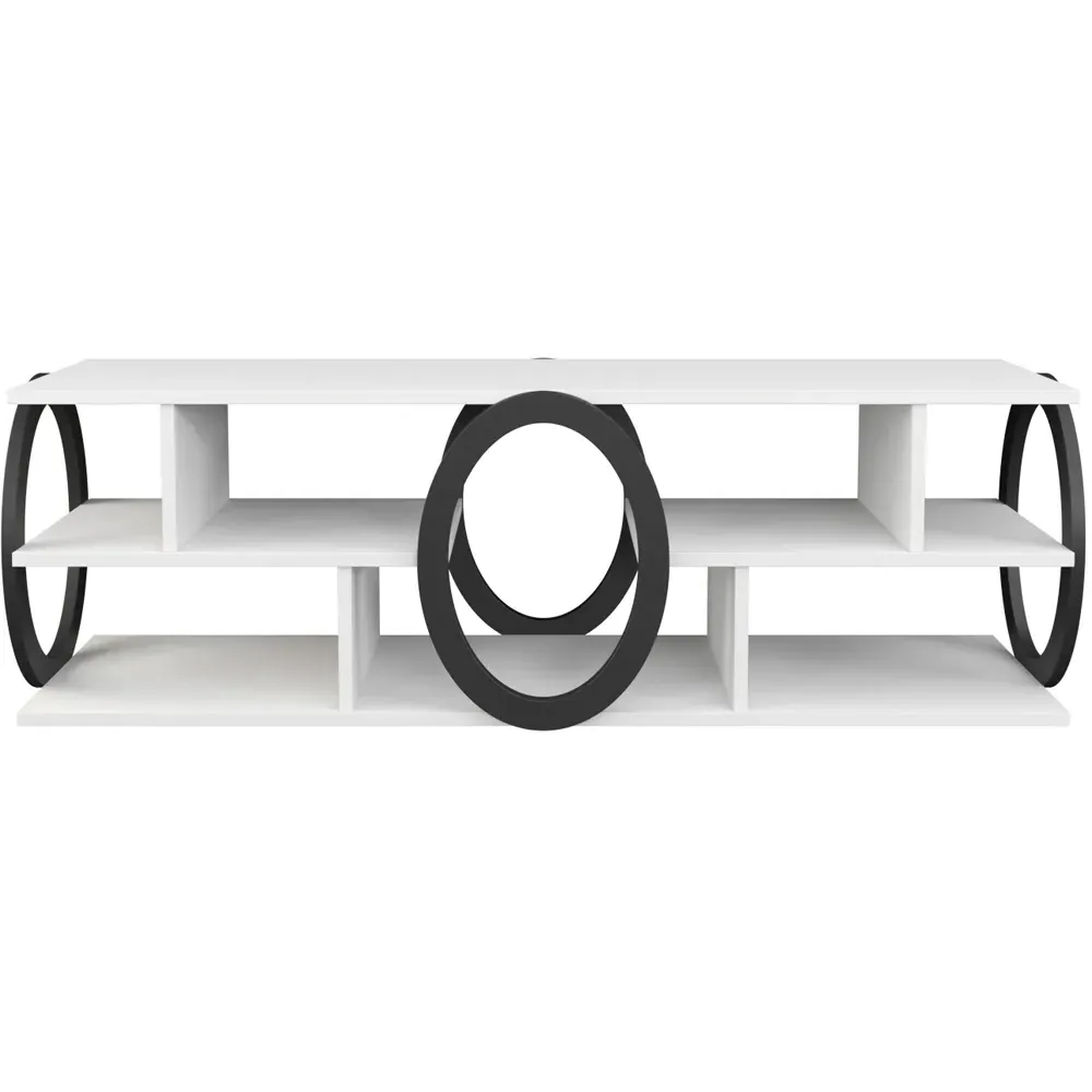 Fale 7 Shelf TV Unit - White and Black