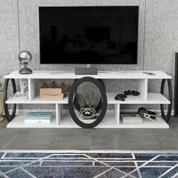 Fale 7 Shelf TV Unit - White and Black