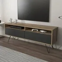 Flay 2 Door 2 Shelf TV Unit - Walnut, Black