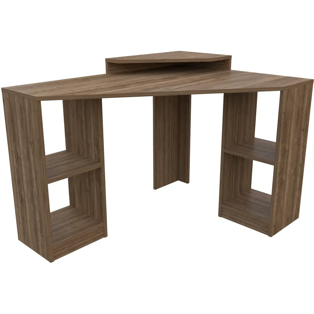 Floating 4 Shelf Corner Computer Desk - Brown