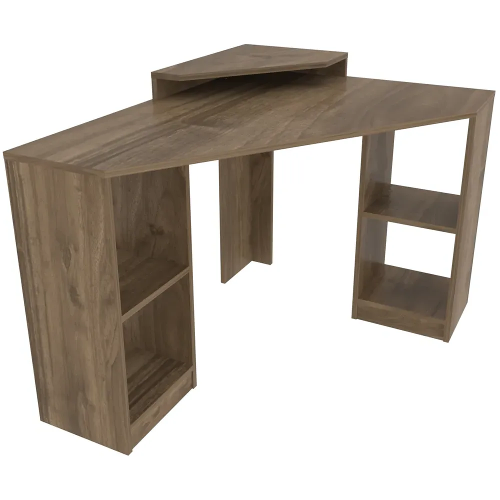 Floating 4 Shelf Corner Computer Desk - Brown