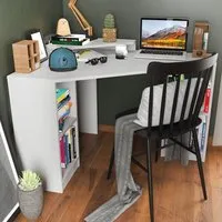 Floating 4 Shelf Corner Computer Desk - White