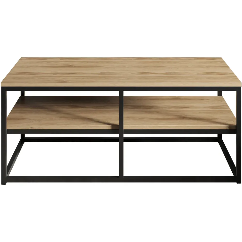 Forteus Single Shelf Coffee Table - Black Marble Effect, Metal