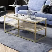 Forteus Single Shelf Coffee Table - White Marble Effect, Metal