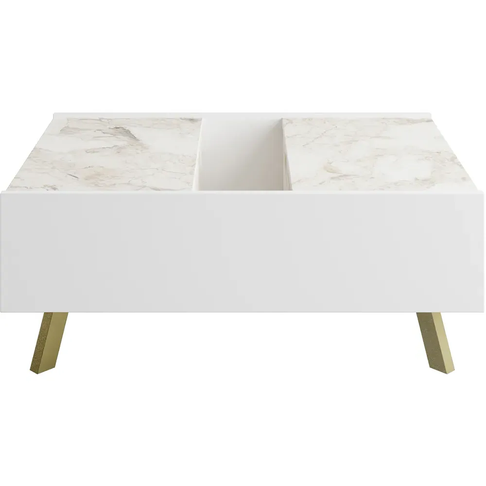 Frida 3-Shelf Coffee Table - White Marble, Gold
